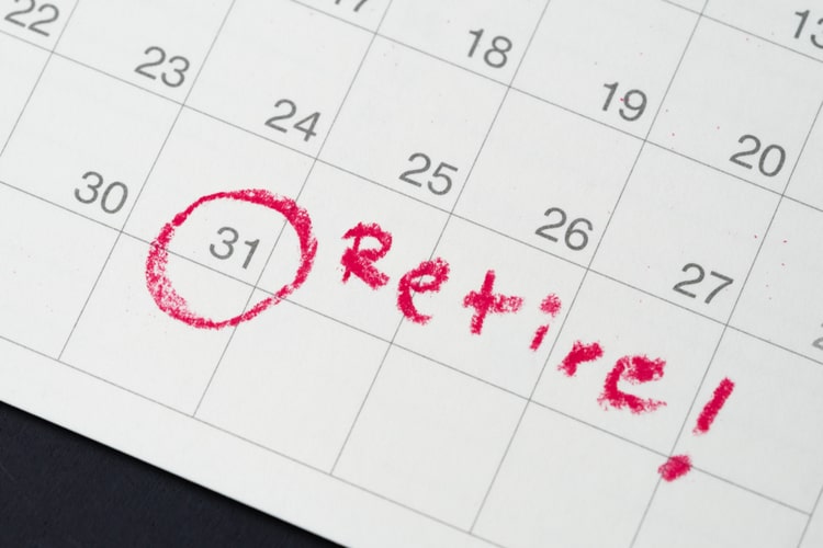 Calendar with a date circled in red and a note reading “Retire!”
