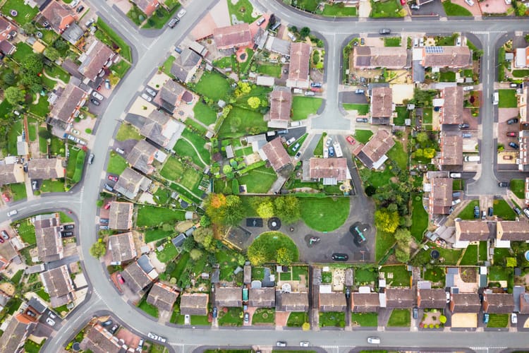 An aerial view of a housing estate in the UK.