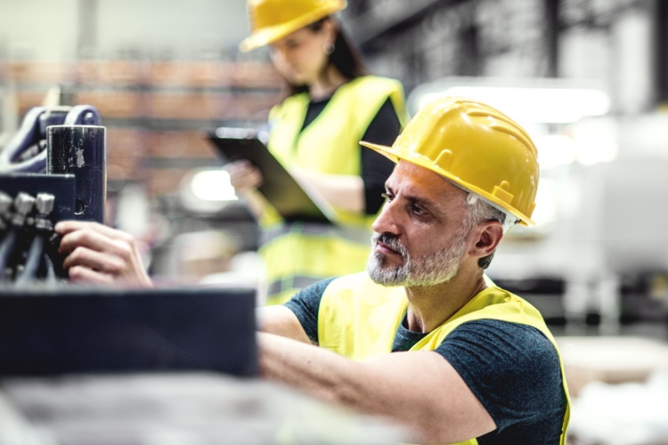 Workers in a warehouse.