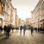 A busy high street.