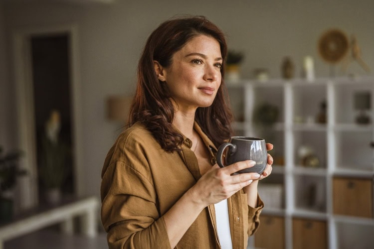 A woman looking calm