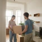 A couple moving into their first home.